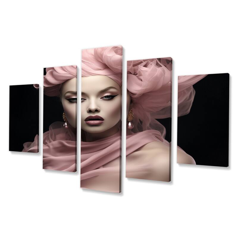 Designart "Portrait Of Pink Vintage Glamour Model I" Fashion Woman